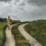 Een wandelaar in het voorbijgaan