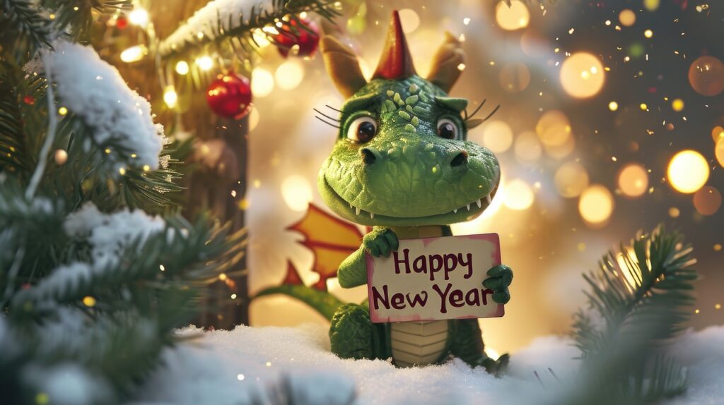 Een schattige draakje die je een gelukkig nieuwjaar wenst vind ik erg toepasselijk voor mijn blog over goede voornemens.