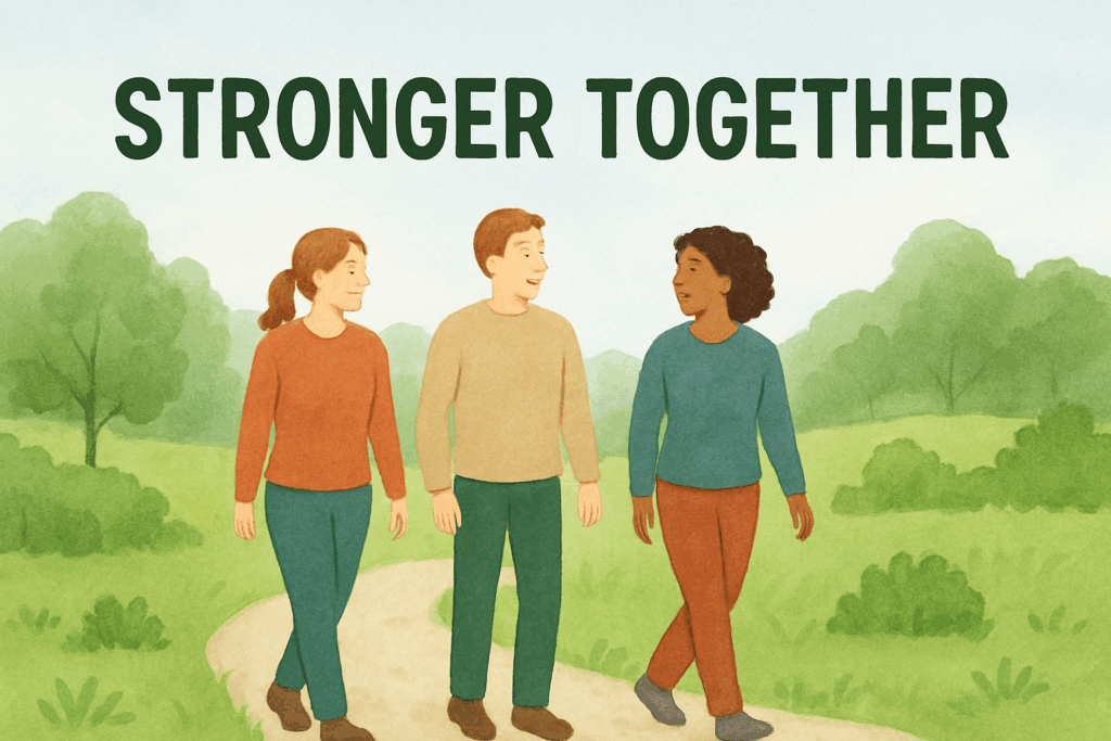 An AI generated picture to accompany my blog about the online community Stronger Together.