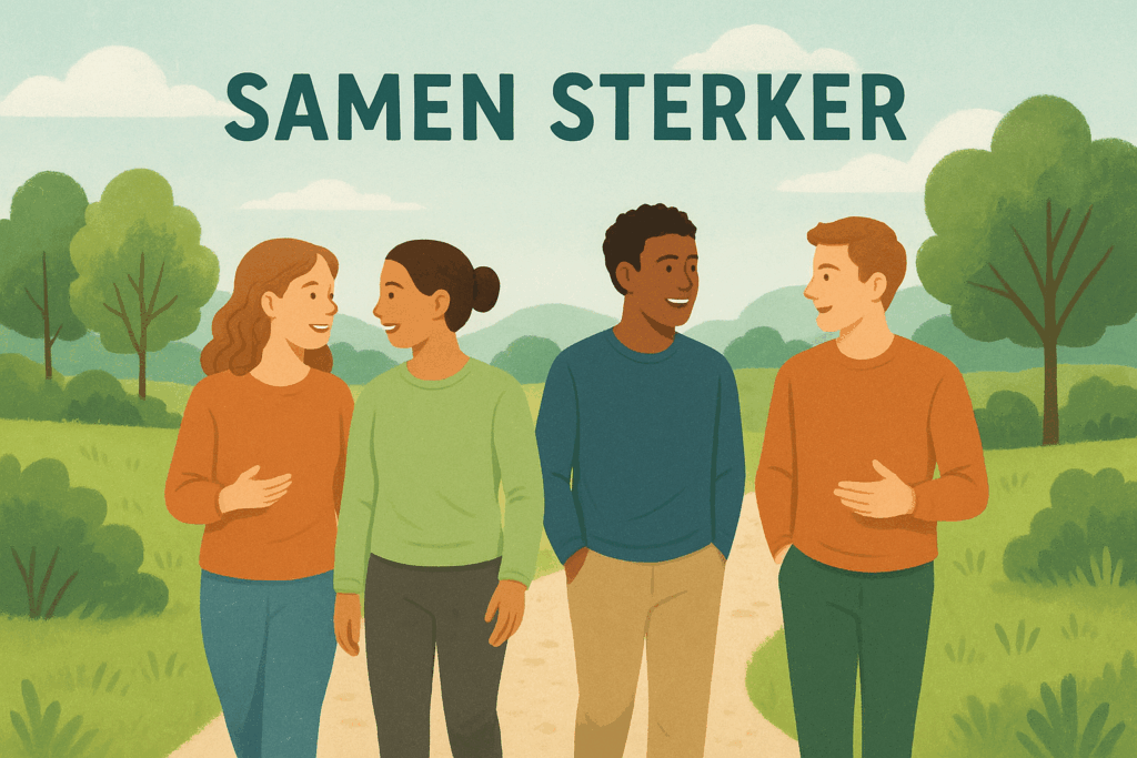 Deze afbeelding is door AI gegenereerd als promotie bij mijn blog over de online community Samen Sterker.