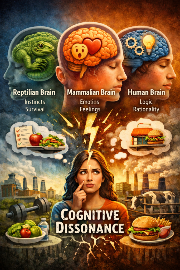 An AI generated picture explaining Cognitive Dissonance