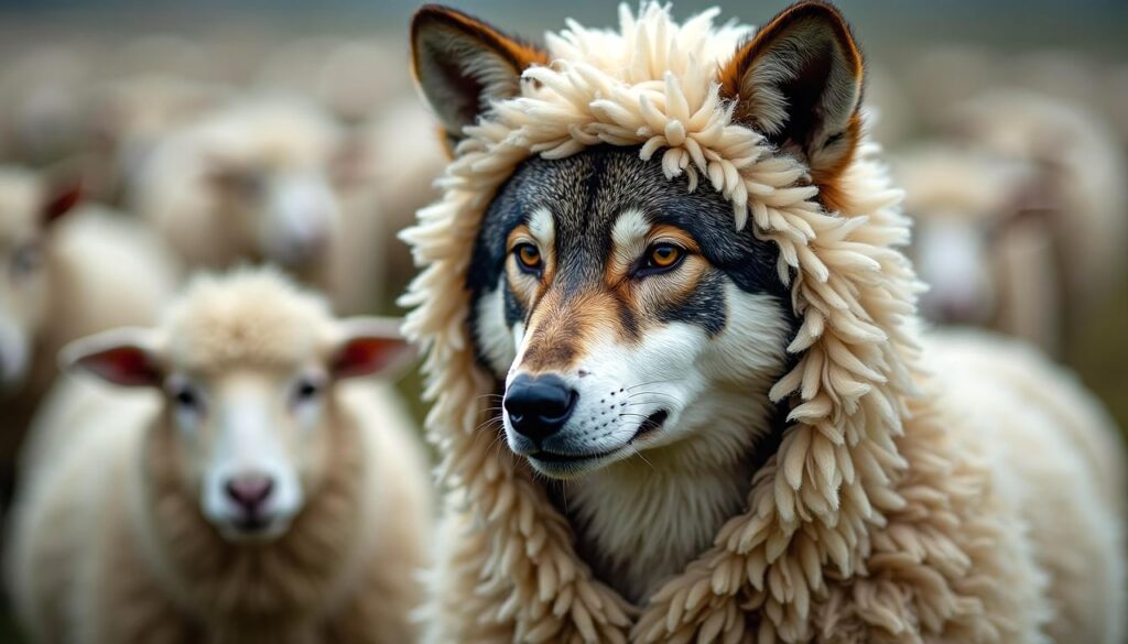 A picture of a Wolf in Sheep’s Clothing (source: Pixabay) to accompany my blog with the same title.